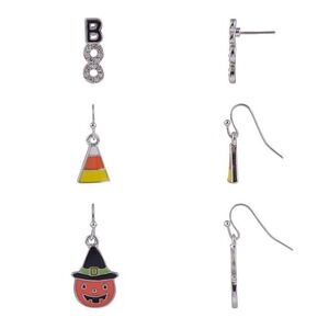 Halloween Earring Trio‎ Set 3 Pair Boo Candy Corn NWT